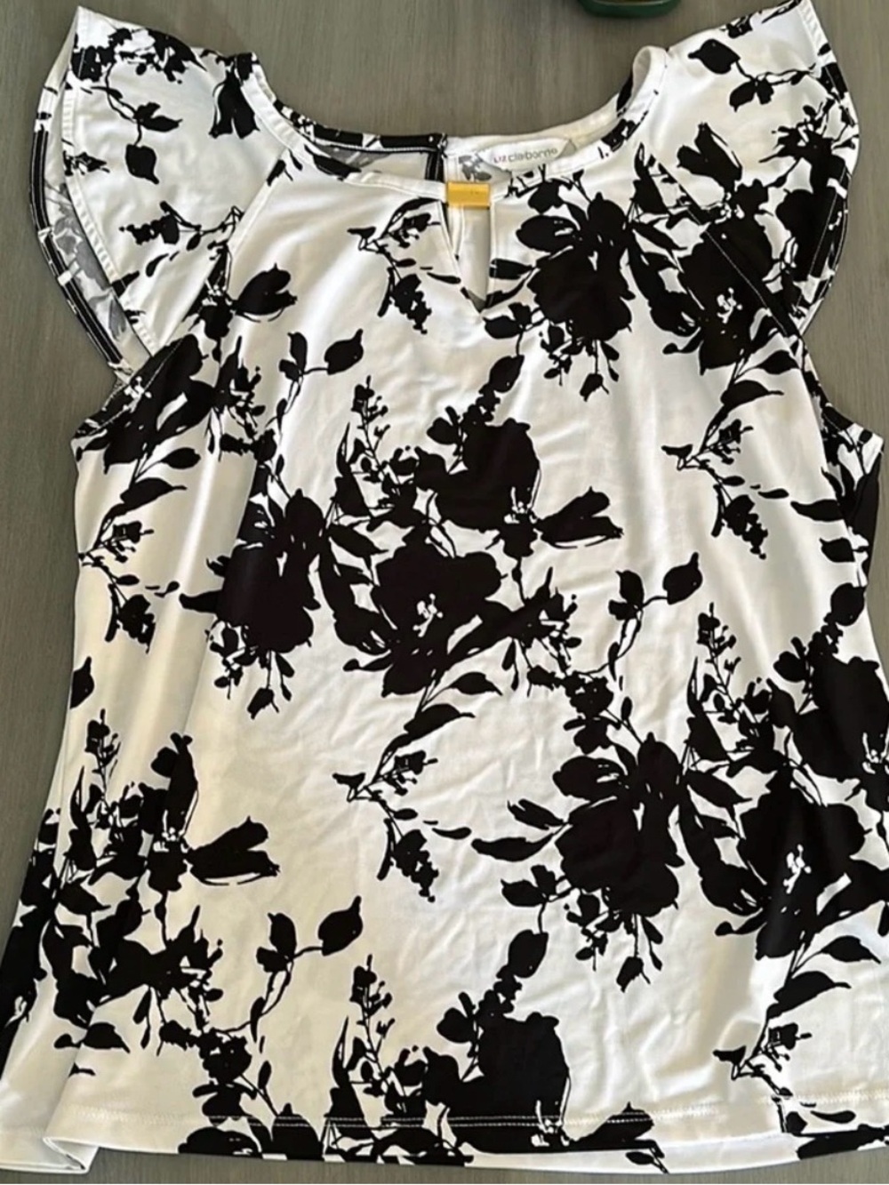 Liz Claiborne Black and White Floral Blouse